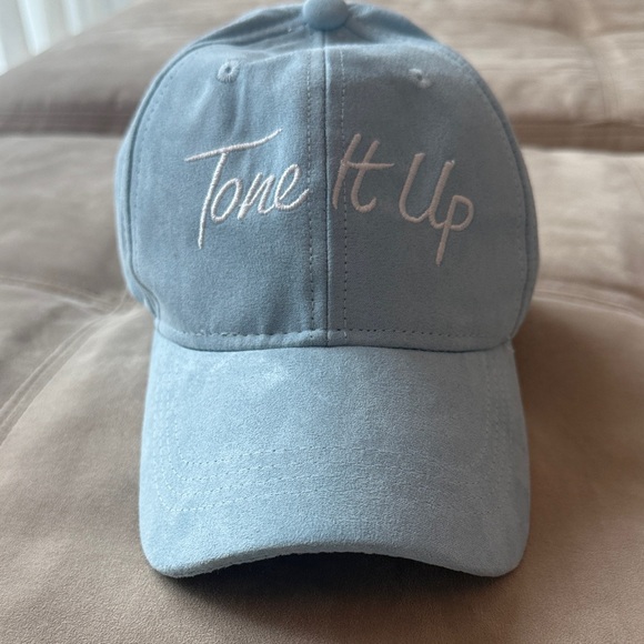 Tone It Up Other - Tone It Up Light Blue Suede Baseball Cap